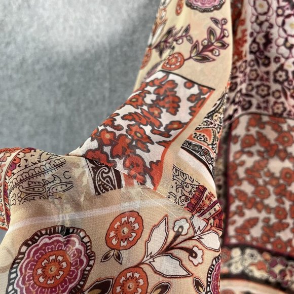 Nicola Blouse Women Medium Pink Black Beige Sheer Boho Button up flowers western - Picture 4 of 11